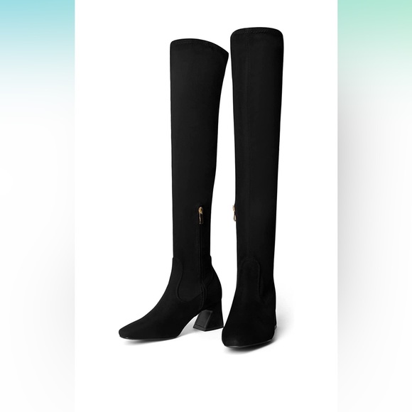 Black Suede Over the Knee Boots Size 7.5 - Picture 6 of 9